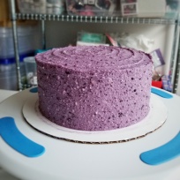 Vanilla Cake with Blueberry Cream Cheese Frosting
